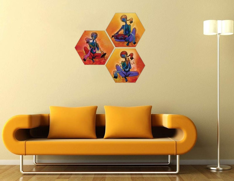 Masstone The Musician three Piece Hexagoan MDF Painting Digital Reprint 215 inch x 215 inch Painting - Image 3