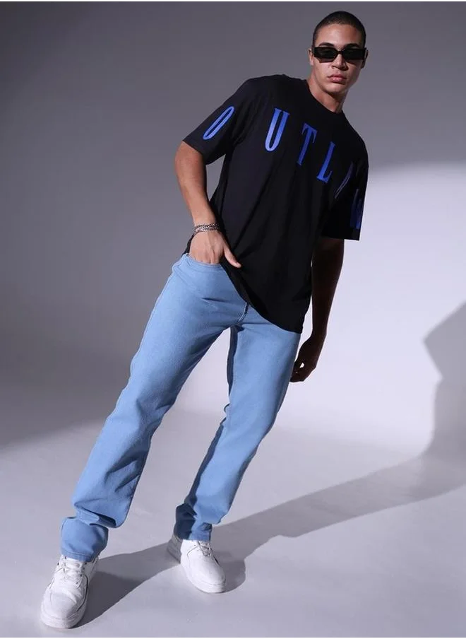 هوبرهولمي Hubberholme Slogan Print Round Neck Oversized T-Shirt