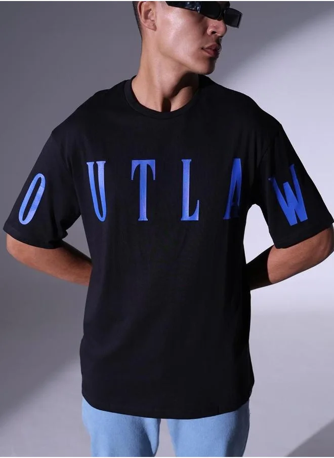 هوبرهولمي Hubberholme Slogan Print Round Neck Oversized T-Shirt