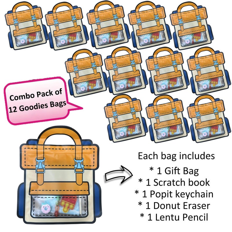 Asera مجموعة قرطاسية للأطفال مع حقيبة بسحاب - تشمل دفتر خدش، قلم لنتو، ممحاة على شكل دونات وسلسلة مفاتيح بوب إت - هدية عودة ممتعة للأولاد والبنات (مجموعة من 12) - Image 2
