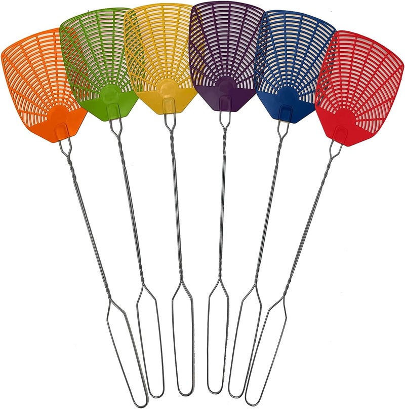 W4W , Bug & Fly Swatter Braided Metal Handle 6 Pack Fly Swatters Indoor/Outdoor flyswatter - Image 1