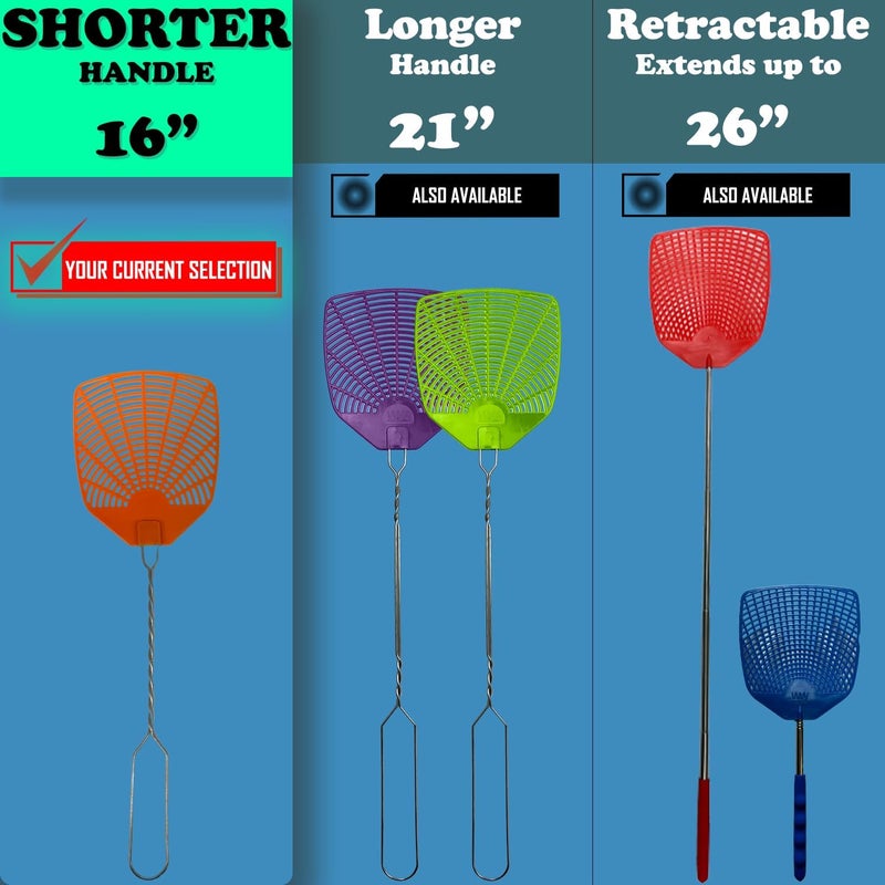 W4W , Bug & Fly Swatter Braided Metal Handle 6 Pack Fly Swatters Indoor/Outdoor flyswatter - Image 2