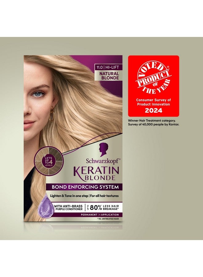 Schwarzkopf Keratin Blonde Hair Dye Natural Blonde 11.0, Hi-Lift Permanent Color, 1 Application - Hair Color Enriched With Keratin, Lightens Up To 4 Levels And Protects Hair From Breakage* - Image 1