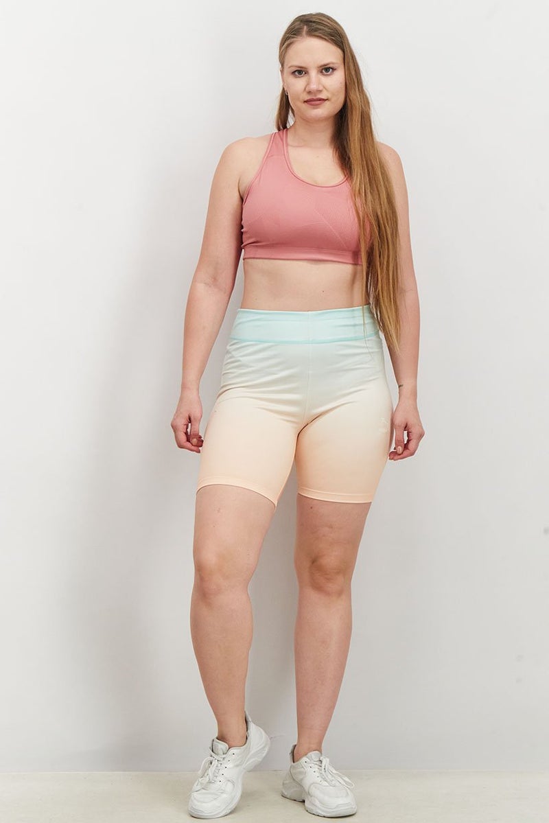 PUMA Women Pull On Ombre Tight Shorts, Green and Orange - Image 3