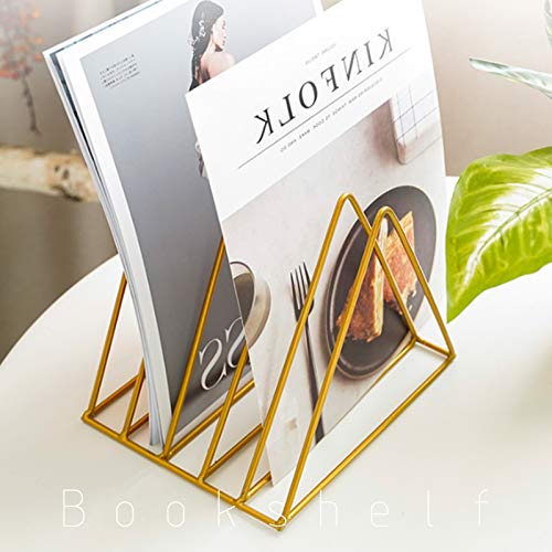 QPEY Triangle File Holder,5 Slot Metal Vinyl Record Stand Holder Magazine Newspaper Holder Photography Props for Office Home 1 Pc (Gold) - Image 5