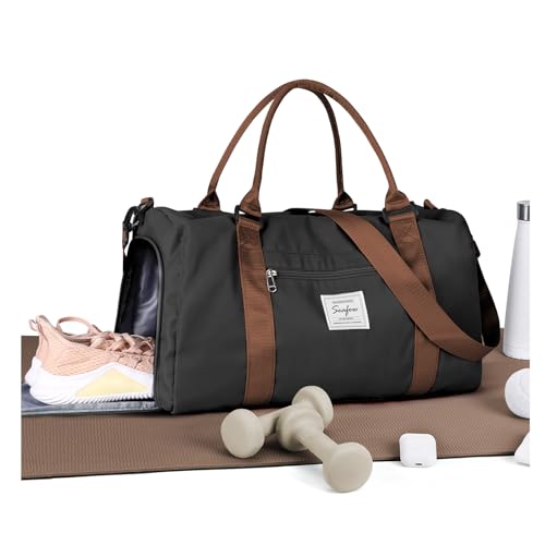 WISEPACK Gym Bag Womens Mens with Shoes Compartment and Wet Pocket Travel Duffel Bag for Women for Plane Sport Gym Tote Bags Swimming Yoga Waterproof Weekend Overnight Carry on Bag Hospital Holdalls - Image 1