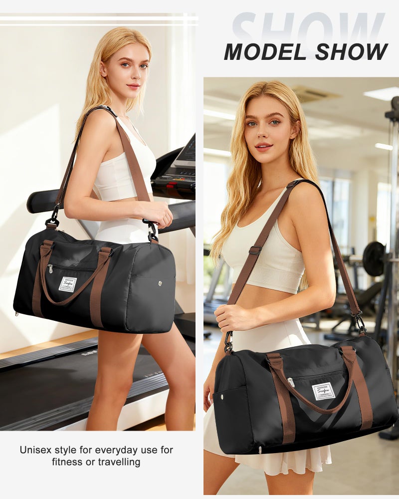 WISEPACK Gym Bag Womens Mens with Shoes Compartment and Wet Pocket Travel Duffel Bag for Women for Plane Sport Gym Tote Bags Swimming Yoga Waterproof Weekend Overnight Carry on Bag Hospital Holdalls - Image 3