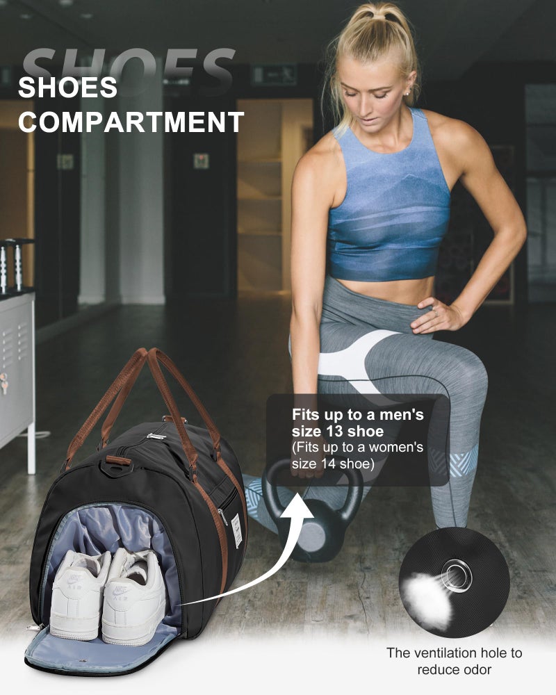 WISEPACK Gym Bag Womens Mens with Shoes Compartment and Wet Pocket Travel Duffel Bag for Women for Plane Sport Gym Tote Bags Swimming Yoga Waterproof Weekend Overnight Carry on Bag Hospital Holdalls - Image 5