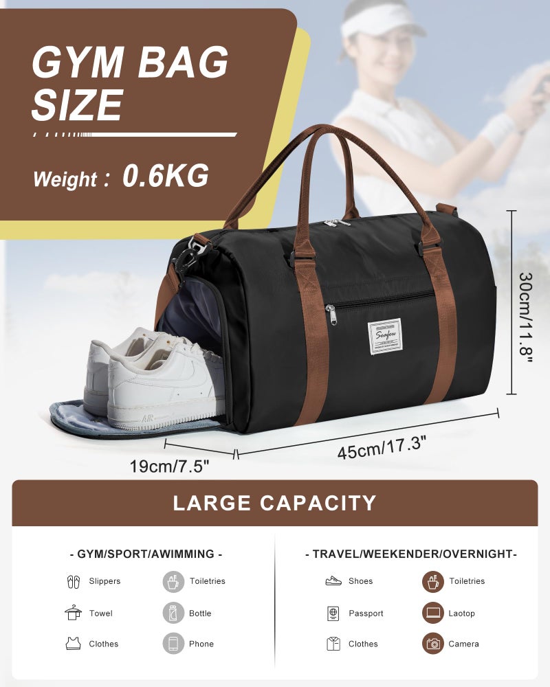 WISEPACK Gym Bag Womens Mens with Shoes Compartment and Wet Pocket Travel Duffel Bag for Women for Plane Sport Gym Tote Bags Swimming Yoga Waterproof Weekend Overnight Carry on Bag Hospital Holdalls - Image 2