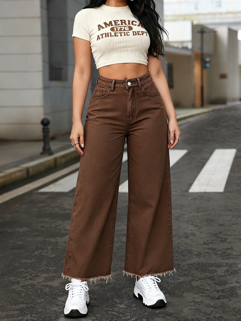 Brown Stretch Straight-leg Jeans - Image 3