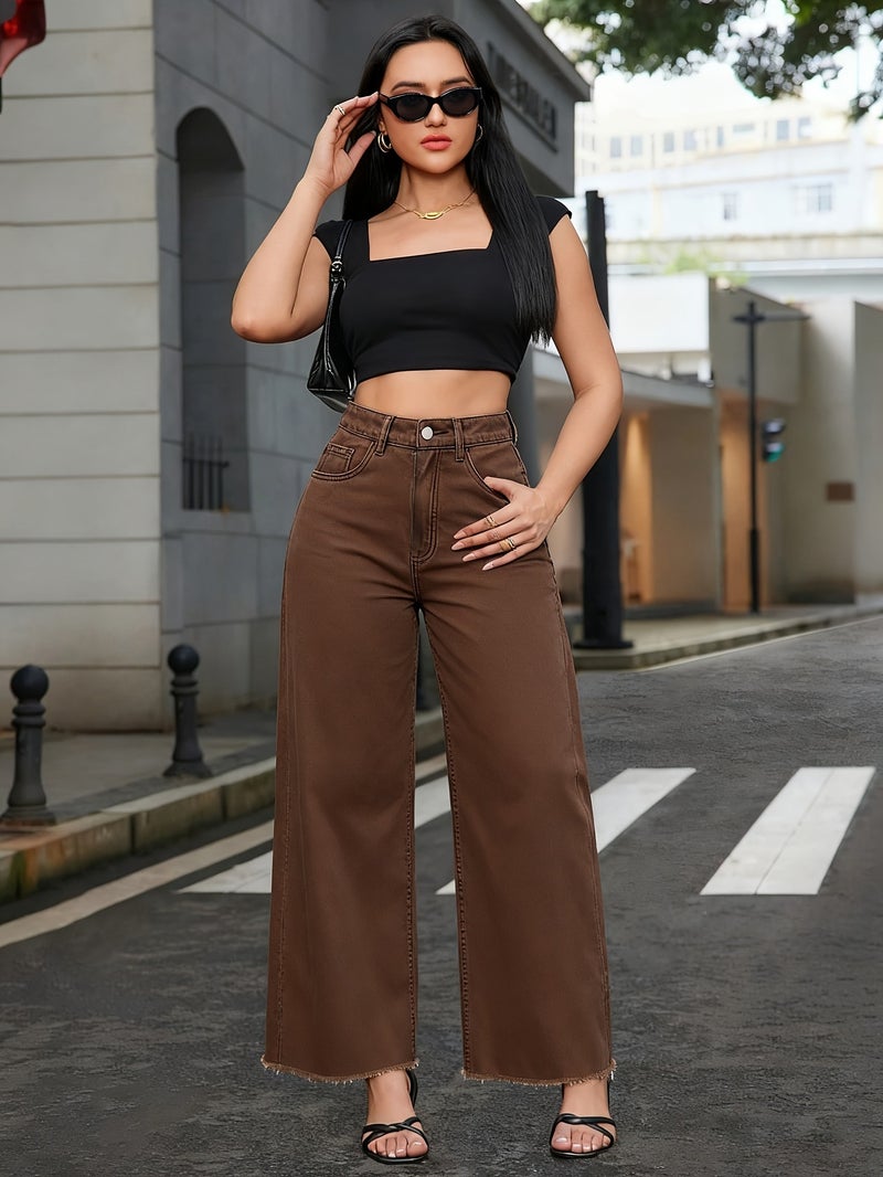 Brown Stretch Straight-leg Jeans - Image 2