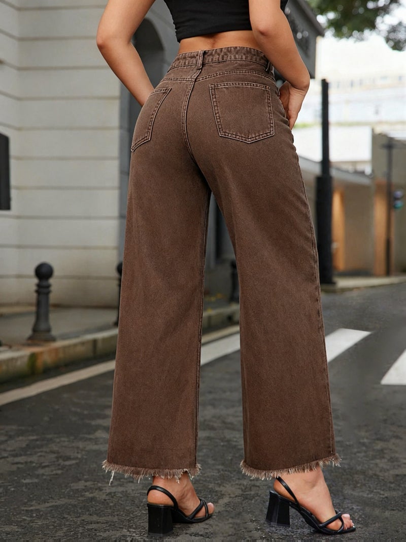 Brown Stretch Straight-leg Jeans - Image 5