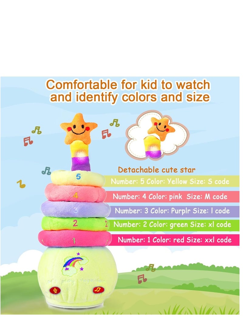 Excefore Dancing Stacking Rings Baby Toys, Singing Spinning Stacking Toys for Toddlers1-3, Montessori Sensory Toys Walking Repeats What You Say Similar to Dancing Cactus, Girl Boy Birthday Gifts - Image 4