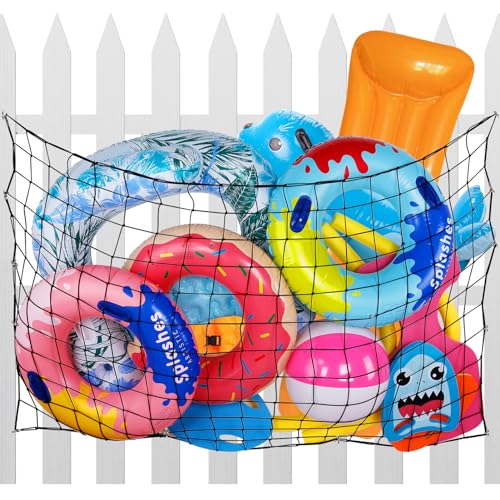 PAMASE Extra Large Pool Toy Float Storage Net 71 47in Hanging HeavyDuty Elastic Mesh Net Organizer with 20 Hooks Swimming Poolside Fence Toys Holder for Inflatable Rafts Noodles Balls Chairs - Image 1