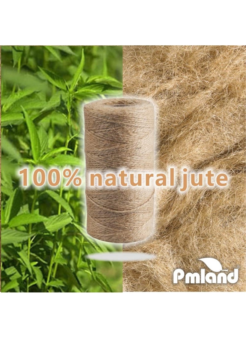 PMLAND PMLAND All Purpose Natural Jute Twine Burlap String 2ply Wrapping Crafts Home Decor  300 Meters 3 Rolls  - Image 2