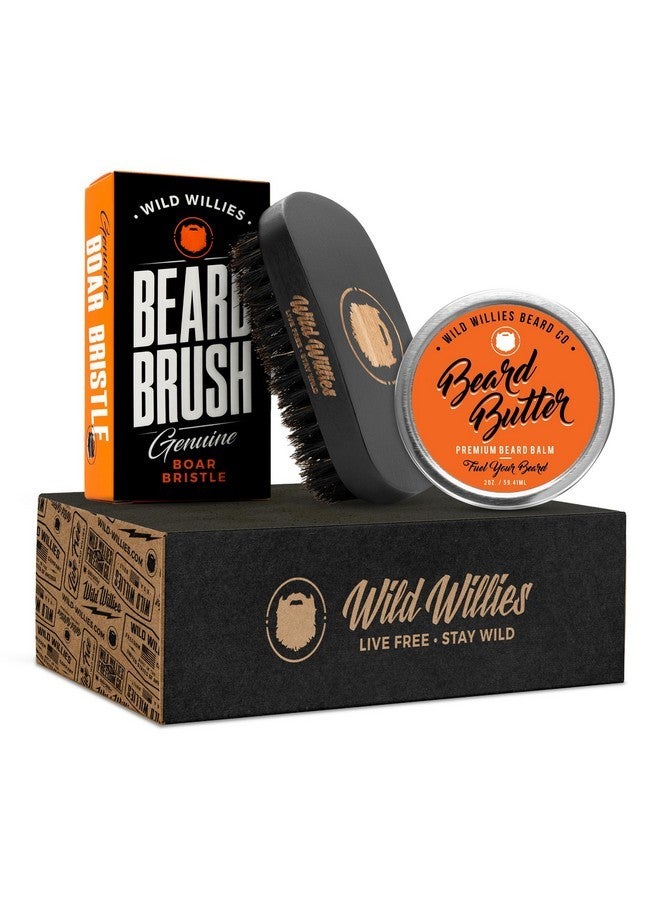 وايلد ويليس مجموعة فرشاة اللحية وبلسم اللحية، شعيرات الخنزير، حجم مناسب للسفر، مقبض مصمم هندسيًا، يعزز نمو اللحية بسرعة ويزيل الحكة - Image 1