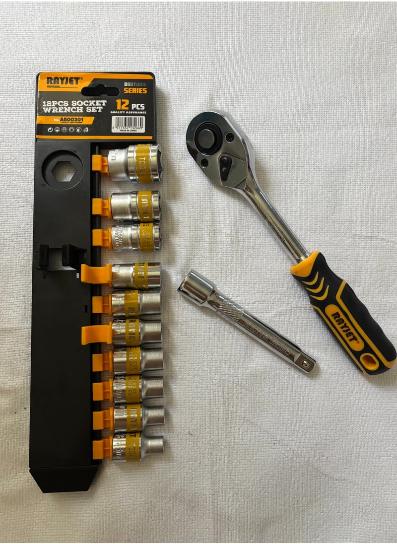 12PCS professional ratchet wrench set | 72-tooth precision ratchet | 6-24mm full size coverage | Chrome vanadium steel durable |