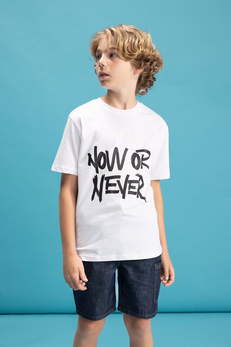 DeFacto Boy Crew Neck Color Changing Printed T-Shirt - Image 3