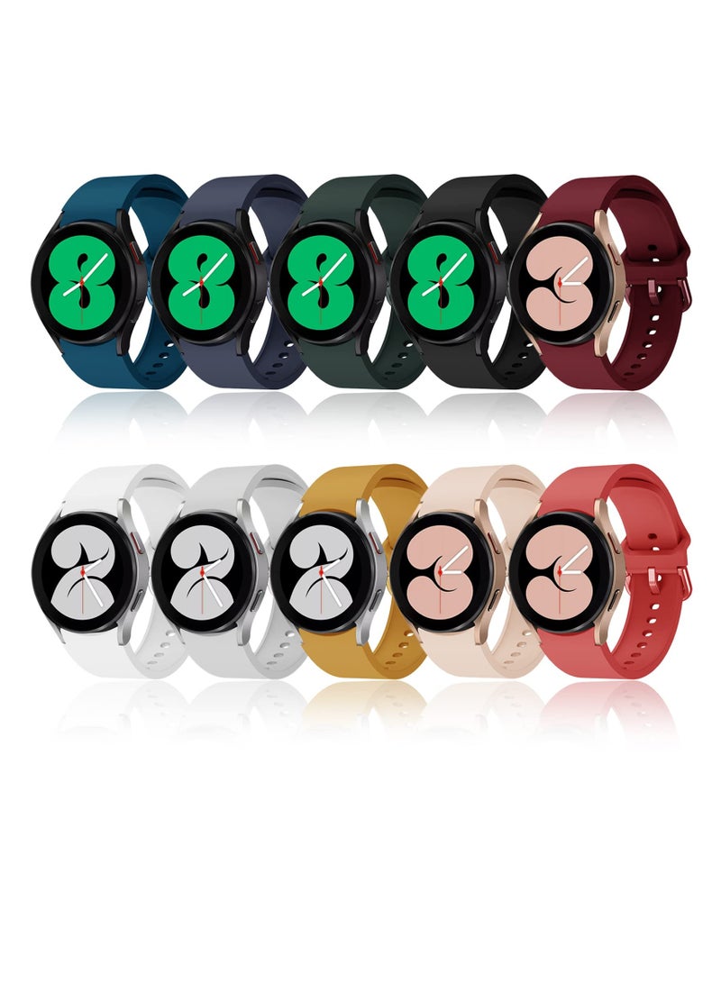 SYOSI 10 Pack Bands, Compatible for Samsung Galaxy Watch 5 Galaxy Watch 4 40mm 44mm / Galaxy Watch 4 Classic 42mm 46mm Band, Silicone Strap with Colorful Buckle for Galaxy Watch 5 Pro 45mm Women Men - Image 1
