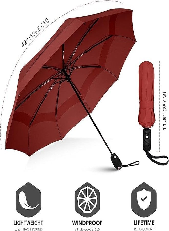 PDSPM Rain Umbrella for Men Women 3 Fold with UV Coated Auto Open and Close (Maroon) - Image 3
