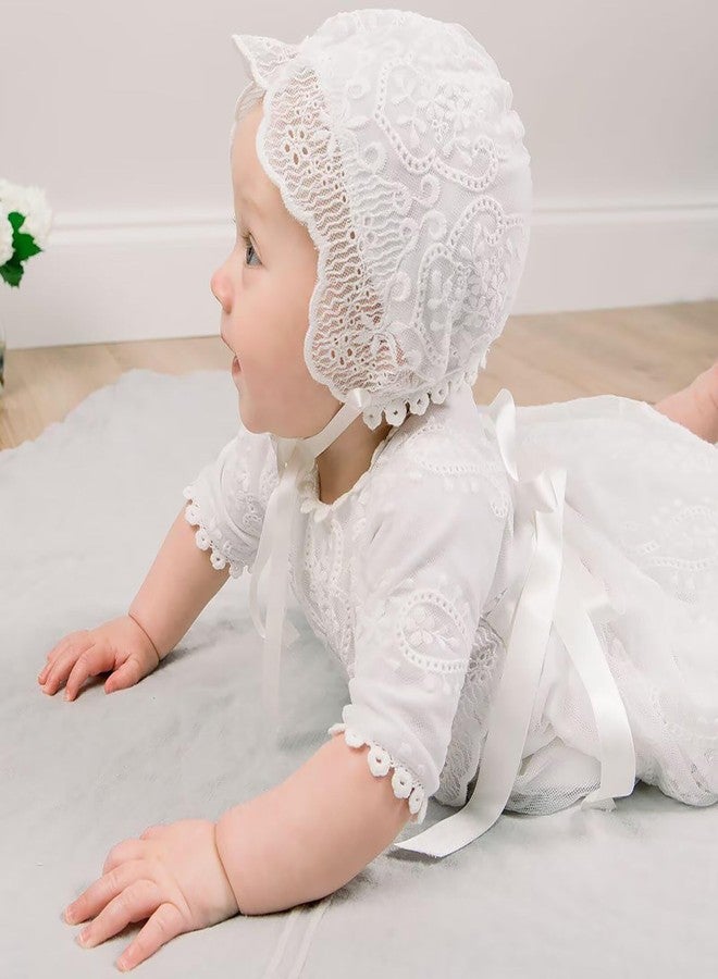 Leideur Baby Long Christening Gowns White Baptism Dress Special Occasion Dresses for Girls Birthday (6 Months, White 1) - Image 5