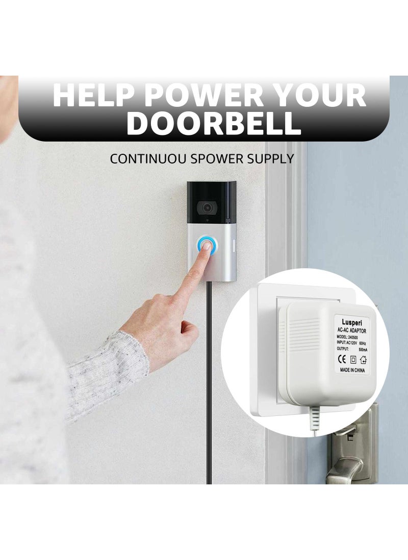 Lusperi Extra Long 26.2ft Cord 18V500mA Doorbell Transformer Compatible with Ring, Nest, Eufy, Wyze, Arlo Wireless Video Doorbells (White)  - Image 5