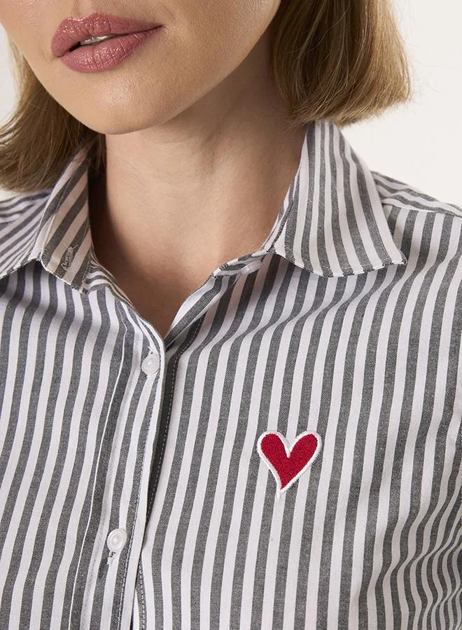 FELIX HARDY Black Striped Long Sleeve Shirt for Women | Best Price UAE