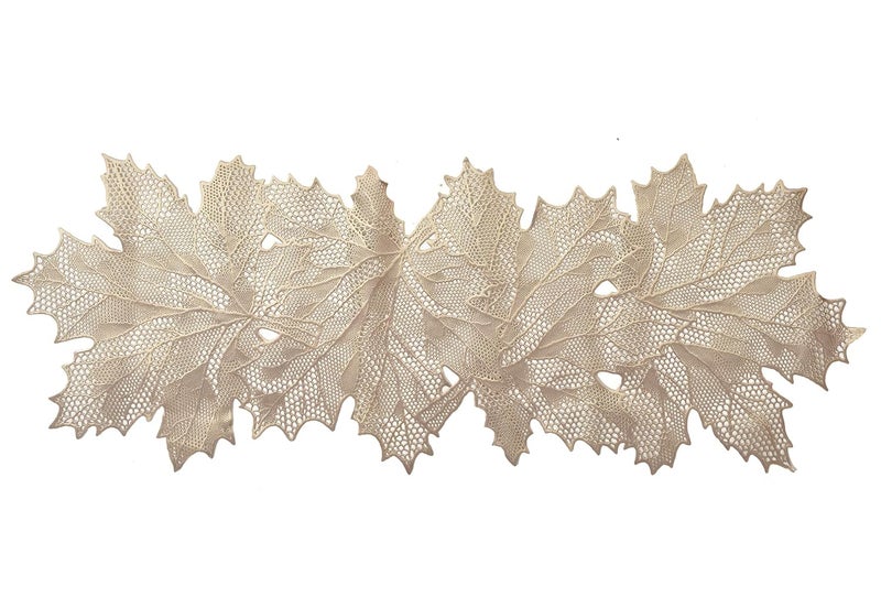 Kuber Industries Kuber Industries Leaf Design Soft Leather Table Runner for Patios Family Dinner Office Kitchen Table GoldHS43KUBMART26601 Standard PVC 4 Seater Transparent Centre Table Cover Gold  - Image 3