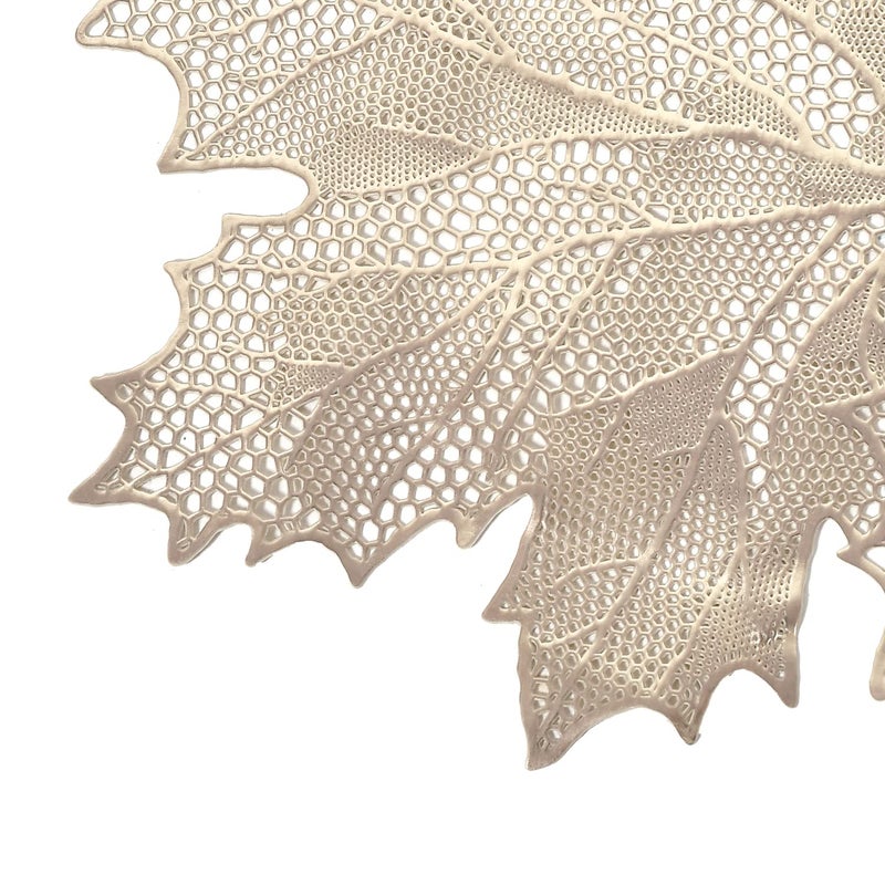 Kuber Industries Kuber Industries Leaf Design Soft Leather Table Runner for Patios Family Dinner Office Kitchen Table GoldHS43KUBMART26601 Standard PVC 4 Seater Transparent Centre Table Cover Gold  - Image 4