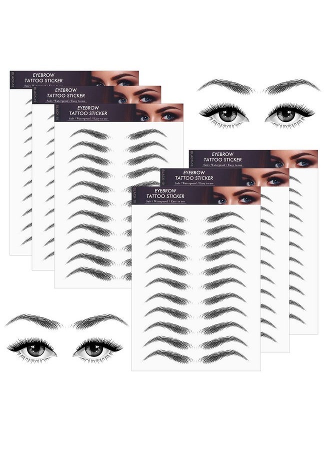 Molain Molain 4D Hair-Like Eyebrow Tattoos Stickers 6 Sheets Waterproof Long-lasting Eyebrow Transfers Stickers Peel Off Eyebrow Sticker for Eyebrow Grooming Shaping 1 Style 66 Pairs Black  - Image 1