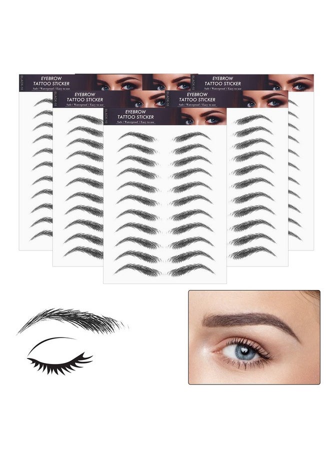 Molain Molain 4D Hair-Like Eyebrow Tattoos Stickers 6 Sheets Waterproof Long-lasting Eyebrow Transfers Stickers Peel Off Eyebrow Sticker for Eyebrow Grooming Shaping 1 Style 66 Pairs Black  - Image 2