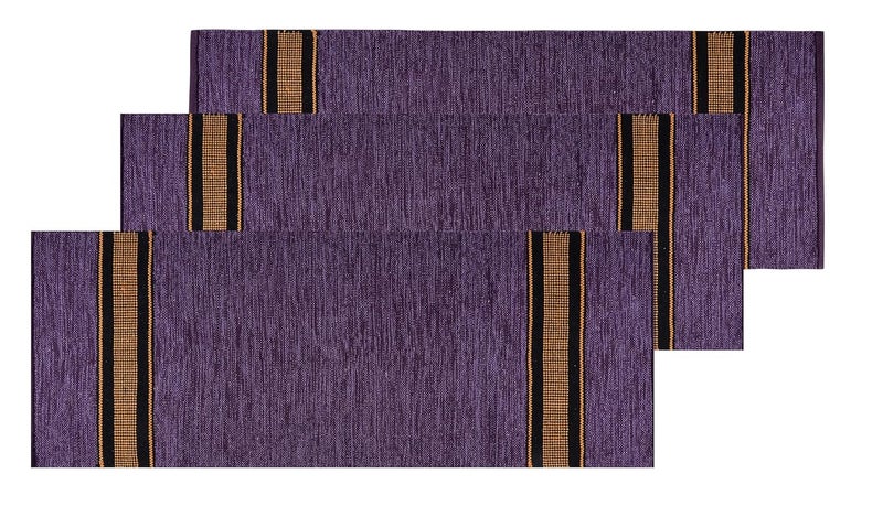 Black gold The Finer Touch Black Gold Ace Cotton Stain and Fade Resistant Heavy Duty Entrance Rug Shoes Scraper Indoor Outdoor Mat 60x90 cm Purple Pack of 3 - Image 1