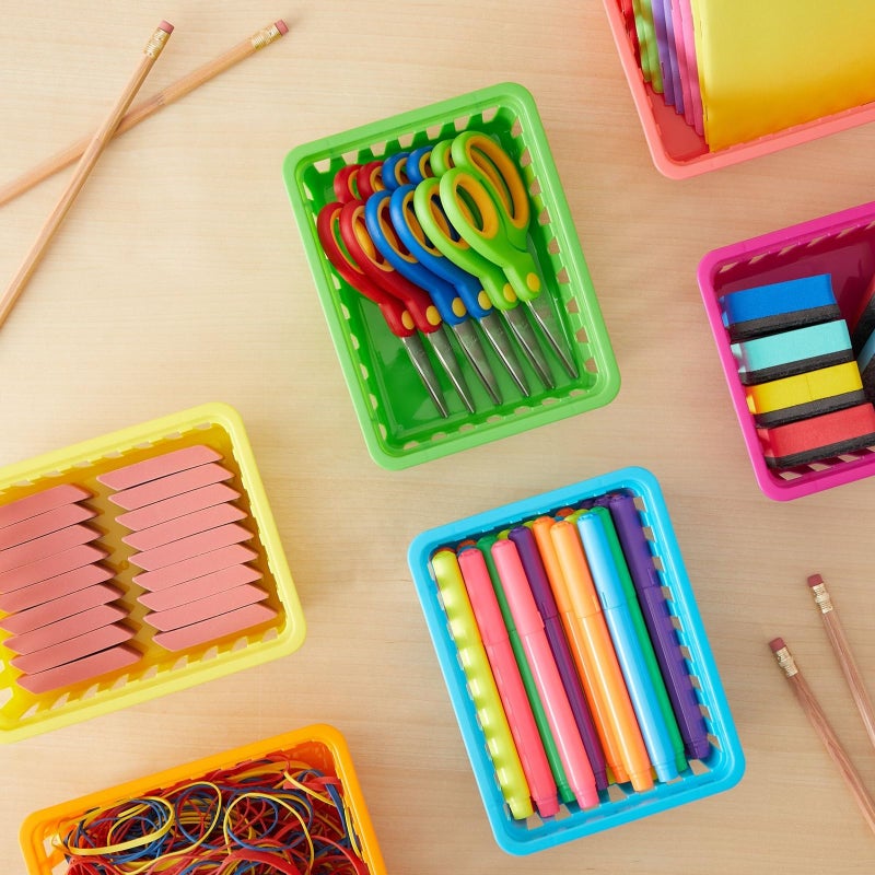 Bright Creations 12 Pack Small Plastic Classroom Storage Bins for Organization and School Supplies 6 Colors (6.2 x 4.8 x 2.4 inches) - Image 2