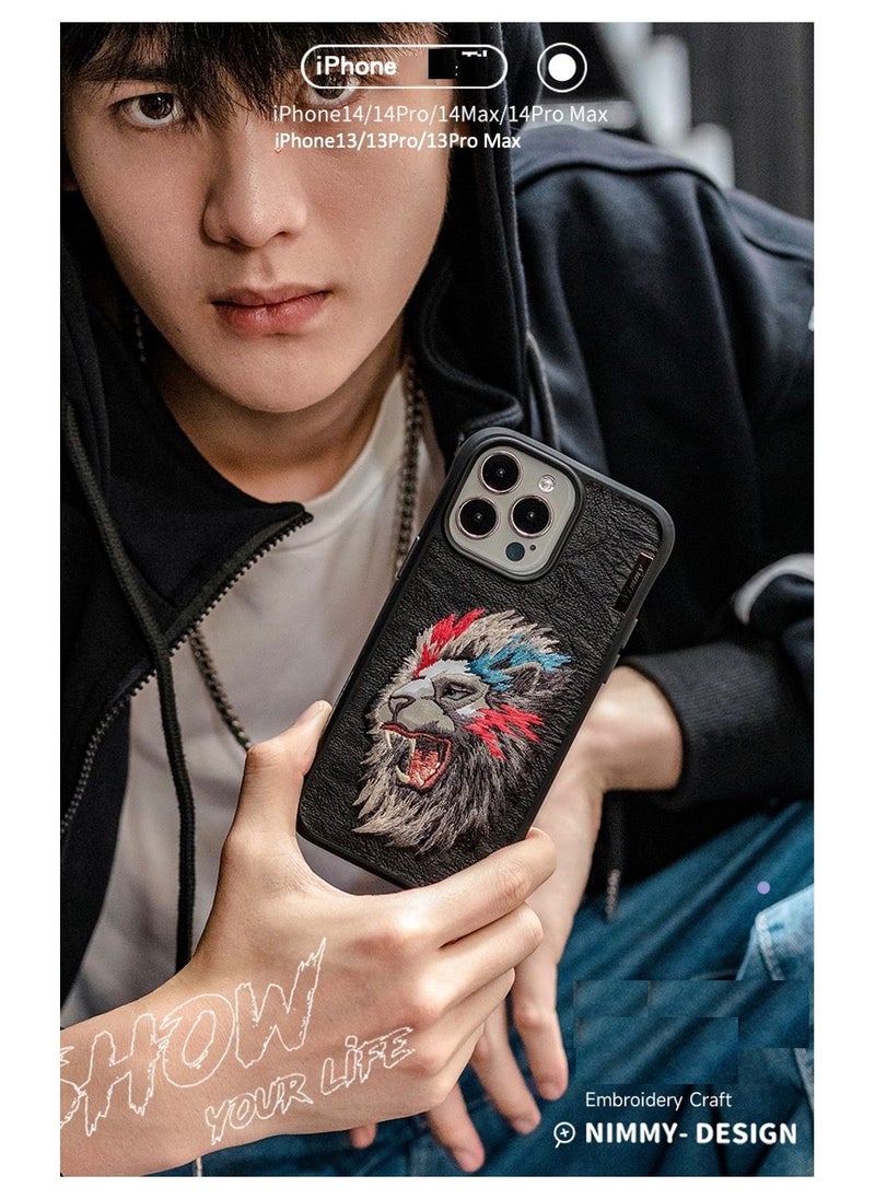 Nimmy - Apple iPhone 14 Pro 3D Dazzling Lion Embroidery Case - Image 1