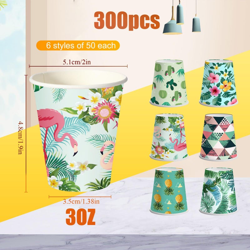 Sawysine 300 Count 3 Oz Disposable Small Paper Cups For Bathroom  Mouthwash  Coffee & More Mini Cups For Supermarket  Birthday Party  Travel  Picnic & Bbq(Hawaii Style) - Image 2