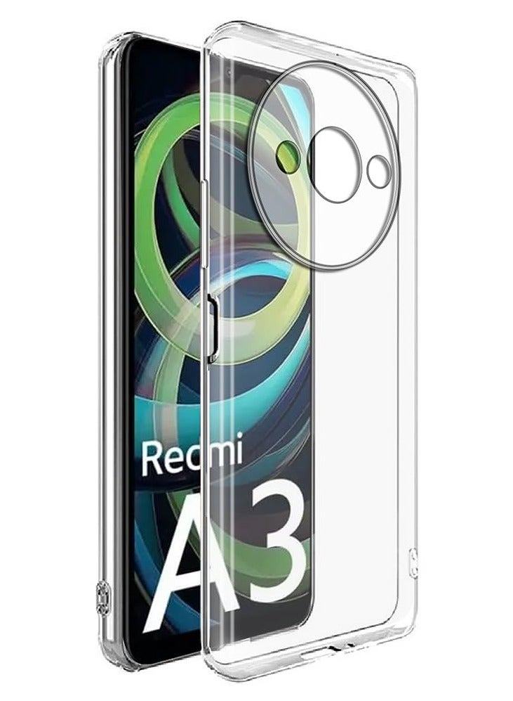 Crystal Clear Transparent Phone Case for Xiaomi Redmi A3 – Slim Ulta Thin Hard TPU Shockproof Cover, Anti-Yellowing Crystal Clear Protective Back Case with Camera Protection - Image 1