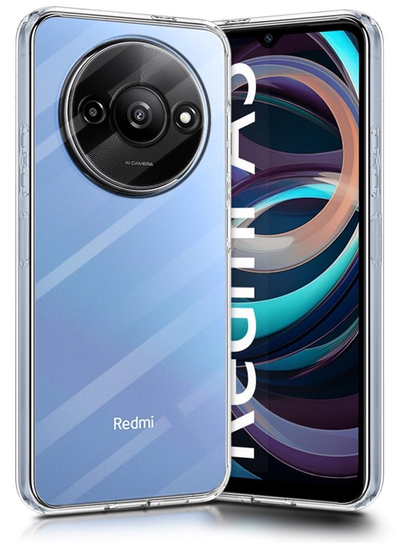 Crystal Clear Transparent Phone Case for Xiaomi Redmi A3 – Slim Ulta Thin Hard TPU Shockproof Cover, Anti-Yellowing Crystal Clear Protective Back Case with Camera Protection - Image 2