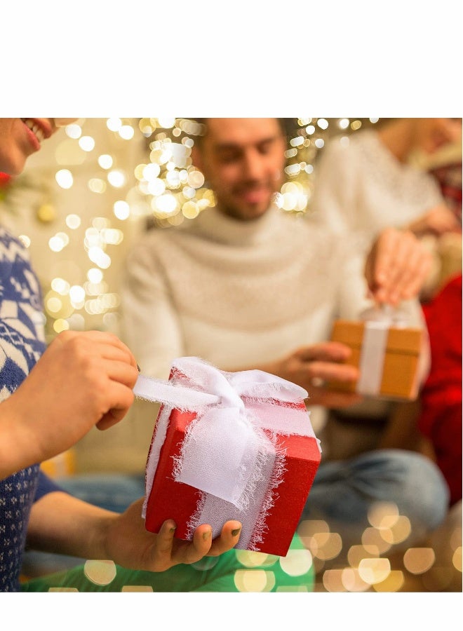 شرائط شيفون يدوية الصنع بفرشات، 6 لفات 3.8 سم × 5 يارد (4.5 م) شريط بلون حريري مجموعة ملونة ريفية لدعوات الزفاف، باقات العرائس، تغليف الهدايا، حرف يدوية (مجموعة الألوان الكلاسيكية) - Image 4