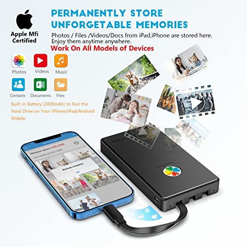 iDiskk App-le Certified, 2TB External Hard Drive,for iPhone iPad Android Phones,MacBook,Computer to Backup Docs| Photos | Videos,iPhone 17 & 16 Photo Stick Photo Storage Phone Drive - Image 2