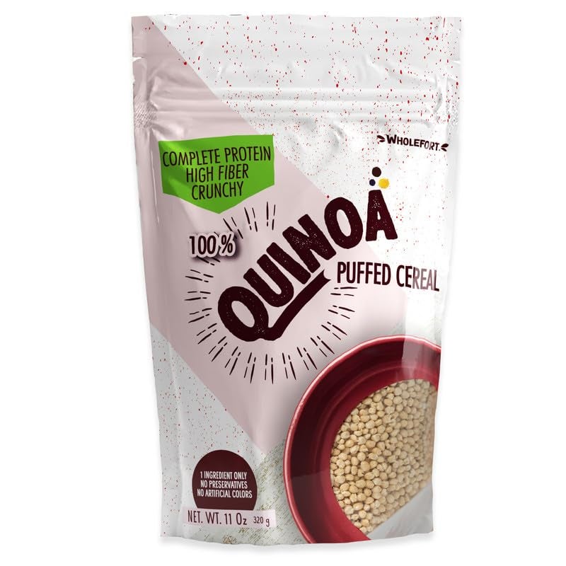 Wholefort Puffed Quinoa Cereal + Nothing – Vegan – Gluten Free – Non-GMO – [11 oz] It Pops as Snacks – Cereal – Salad Topper for Sustainable Energy – Crunchy Ancient Good Mood Food – by Wholefort - Image 1