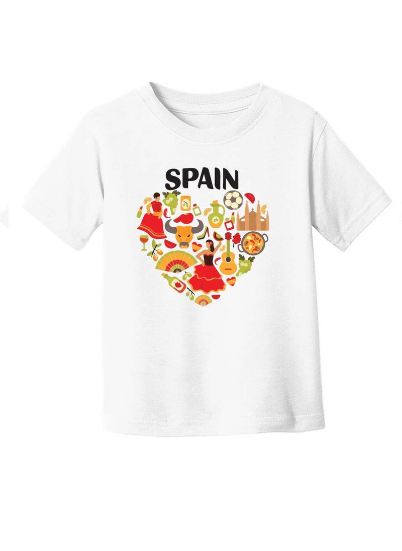 Generic - Spain Kids T-Shirt for Girls - Round Neck Short Sleeve Cotton T-Shirt - Soft and Comfortable Kids Girls Tshirt - Perfect for Spanish Souvenirs - Image 1