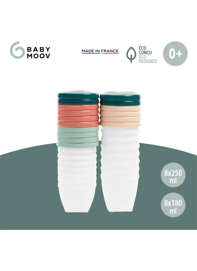 بيبي موف Biosourced Babybols - Kit 8 X 180Ml With 8 X 250Ml Food Storage Tubs