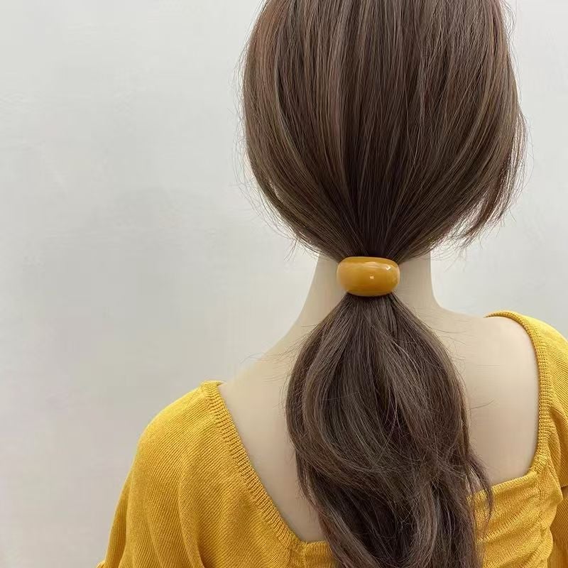 Loquat 2022 New Minimalist Hair Ties Elegant Ponytail Holders 4# ginger yellow