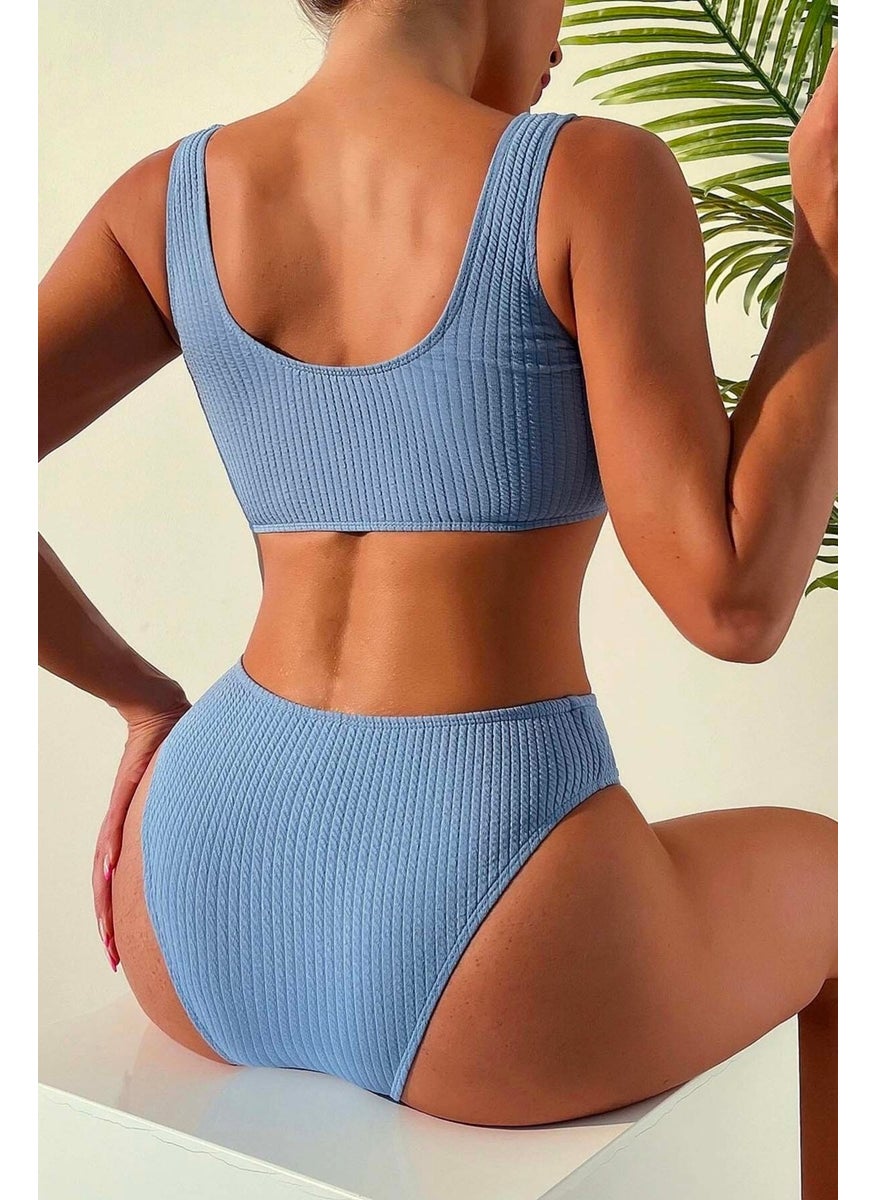 Angelsin Special Twill High Waist Tankini Bikini Set  - Image 3