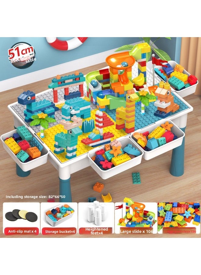null - Compatible With Building Block Table Large Particles Multi-Functional Kidsren's Assembly Force Toys Baby 4 Brain Use 2-3-6 Years Old Export Wholesale-Color:Extra Large Thickened Table + 4 Income Increases + 262 Particle Building Blocks - Image 1
