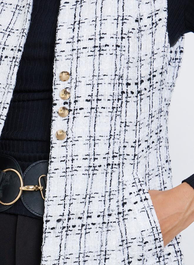 تايك تو جاكيت بلا أكمام بنقشة تويد مربعة - Image 3