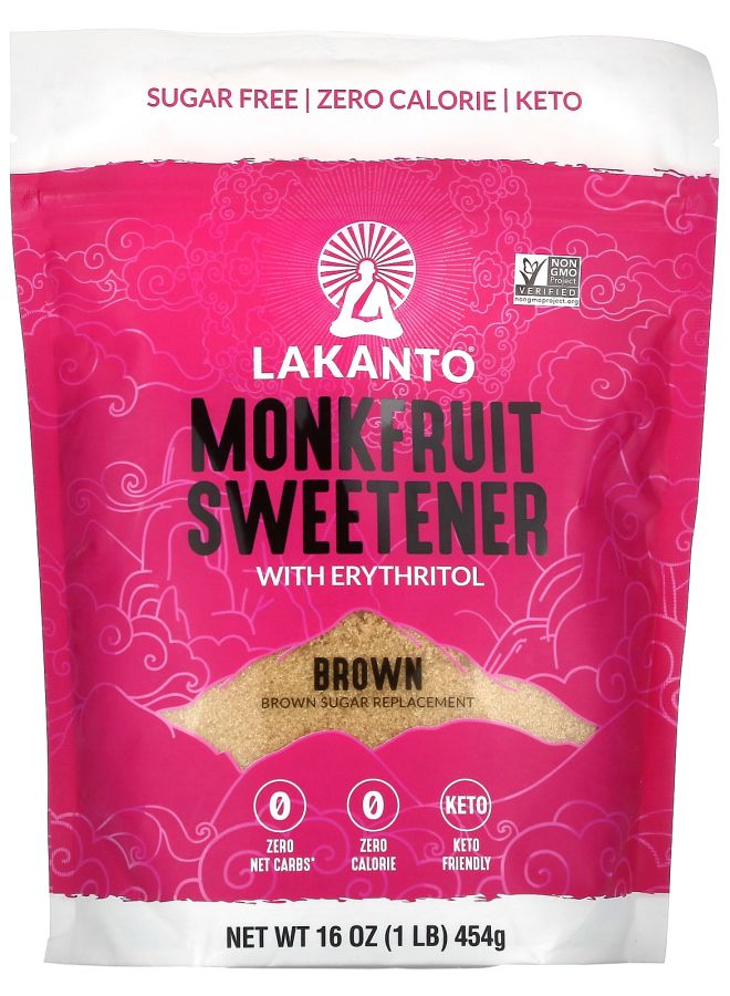 LAKANTO Monkfruit Sweetener with Erythritol Brown 1 lb (454 g)