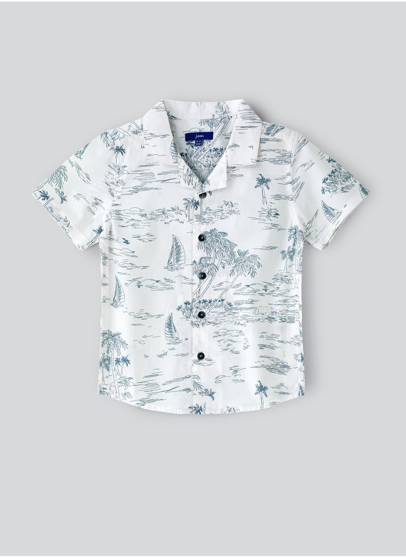 JAM Boys' Tropical Print Cotton Casual Shirt  - Image 1