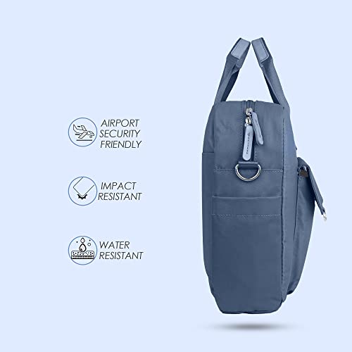 Probus Polyester Dual pocket with flap magnetic Sleeve Case Cover Laptop Messenger Bag - Blue 15.6 inch - Image 5