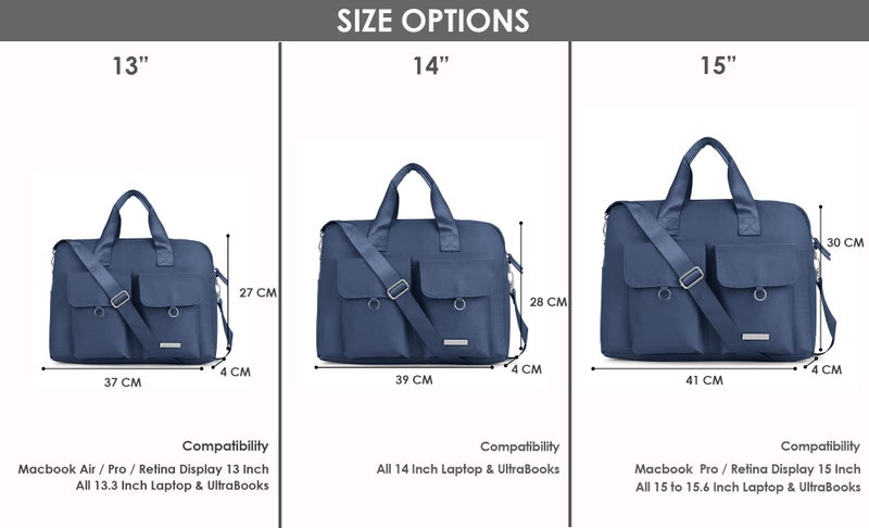 Probus Polyester Dual pocket with flap magnetic Sleeve Case Cover Laptop Messenger Bag - Blue 15.6 inch - Image 4